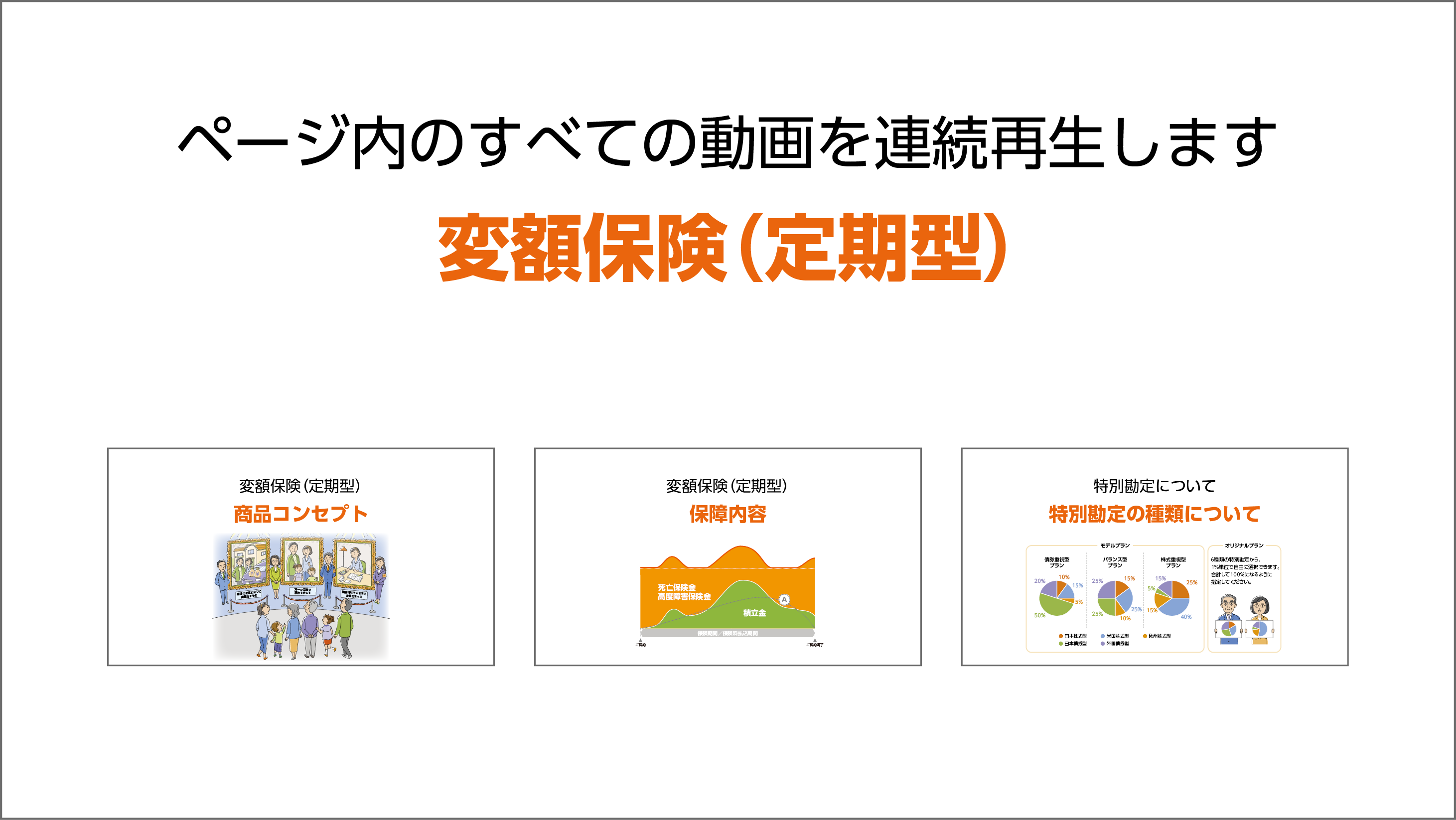 ページ内のすべての解説動画を連続再生